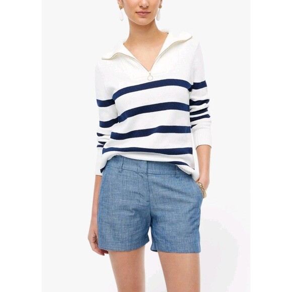 J. Crew Pants - J.Crew Blue Chambray Shorts Womens Size 12 NWT 100% Cotton Casual Summer